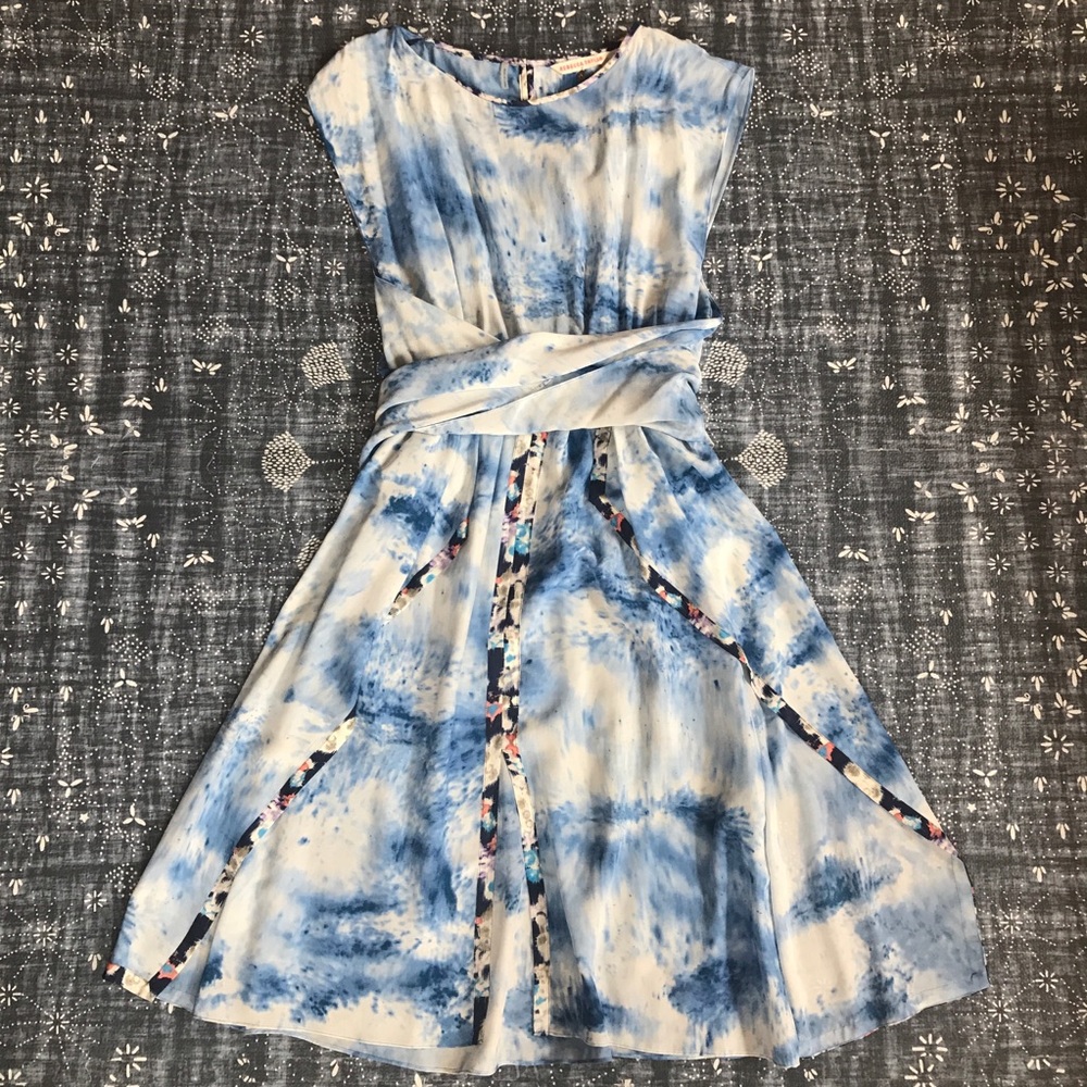 Rebecca Taylor blue silk dress size 2 NWOT